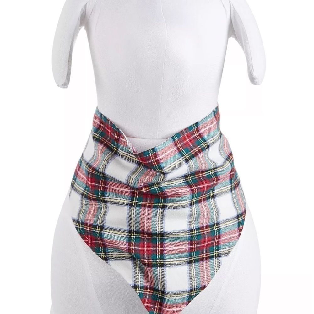 Matching Pet Stewart Plaid. Family Pajamas Bandana, size S/M